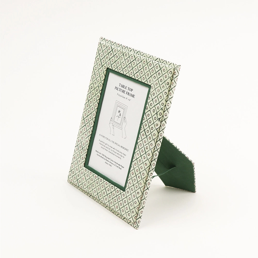 Green Dot and Grid Table Top Picture Frame