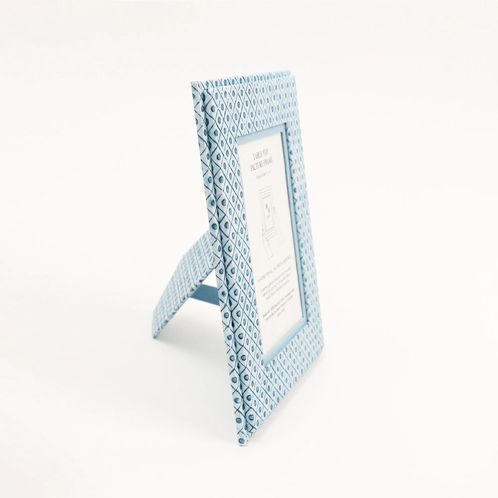 Blue Dot and Grid Table Top Picture Frame